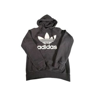 Adidas Trefoil Hoodie Black White Pullover Sweatshirt Men’s Small Logo Classic